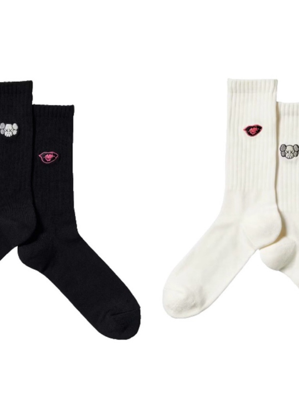 Uniqlo x KAWS Crew Sock Set — Black & White